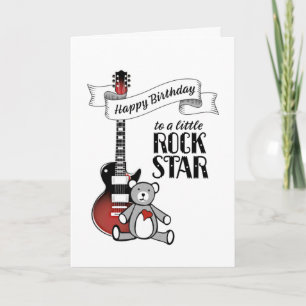 Tarjeta Guitarra Cute Teddy Rockstar Rock & Roll Cumpleaño