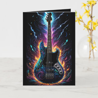 Tarjeta Guitarra De Bass Eléctrico Basada En Fantasía Blan