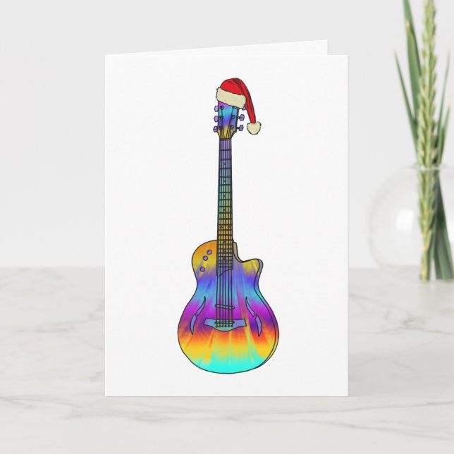 Tarjeta Guitarra de Navidad genial Psicodélico (Anverso)