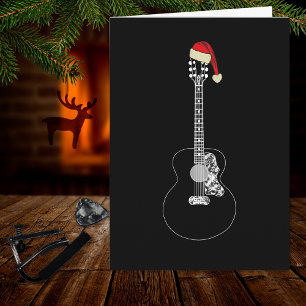 Tarjeta Guitarra de Navidad minimalista genial en blanco y