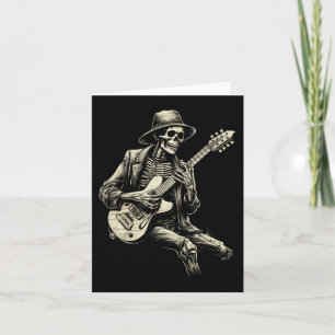 Tarjeta Guitarra del Skeleton feliz Halloween Rock Ba