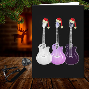 Tarjeta Guitarra eléctrica de Navidad rosa