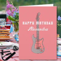 Guitarra eléctrica rosa de cumpleaños personalizad