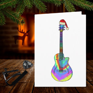 Tarjeta Guitarra navidad usando un Santa Hat