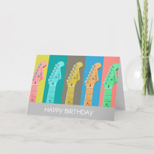 Tarjeta Guitarra retro de música moderna pastel