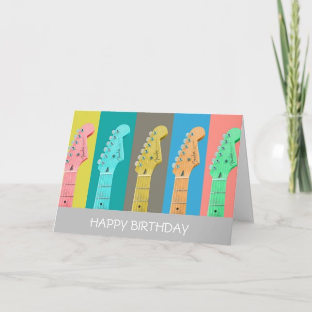 Tarjeta Guitarra retro de música moderna pastel (Anverso)