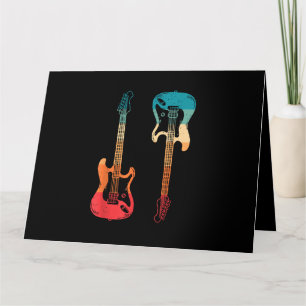 Tarjeta Guitarra Retro Guitarrista Bajo Eléctrico Rock M