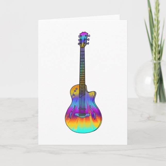 Tarjeta Guitarra Sichedélica Acústica Funky Arte Musical (Anverso)