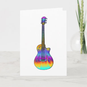 Tarjeta Guitarra Sichedélica Acústica Funky Arte Musical