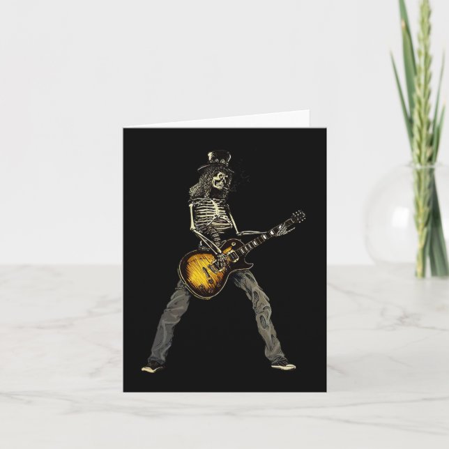 Tarjeta Guitarra Skeleton Guitar Spooky Happy Halloween Ro (Anverso)