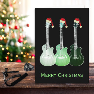 Tarjeta Guitarras de Navidad Santa Cool 
