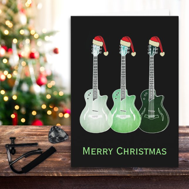 Tarjeta Guitarras de Navidad Santa Cool  (Cool electric guitar merry christmas holiday greetings card)