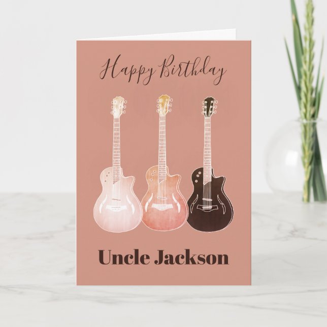 Tarjeta Guitarras Rústicas de Rock n Roll Nombre del Tío (Anverso)