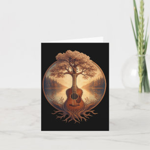 Tarjeta Guitarrista de guitarra acústica del lago del árbo