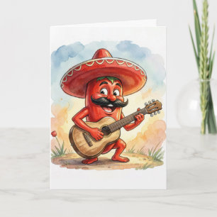 Tarjeta Guitarrista de Pimiento Rojo Cinco de Mayo