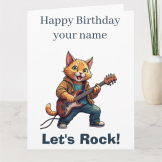 Tarjeta Guitarrista Gato Naranja