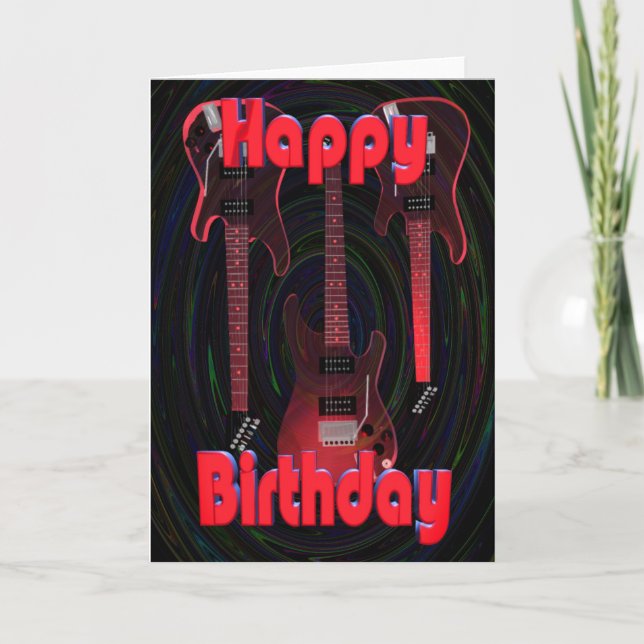 Tarjeta Guitars de cumpleaños Red Happy de Valxart (Anverso)
