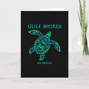Tarjeta Gulf Shores Alama Retro Tortuga Marina Niños Niñas