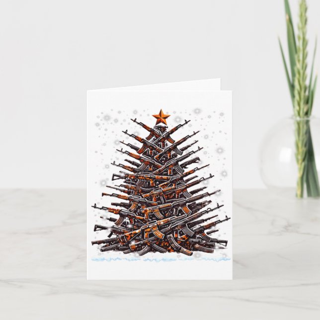 Tarjeta Guns Christmas Tree Funny Men Xmas 2024 For Gun Lo (Anverso)