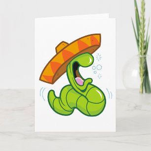 Tarjeta Gusano ebrio con Fiesta mexicano de Sombrero