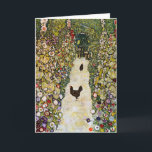 Tarjeta Gustav Klimt - Camino de jardín con pollos<br><div class="desc">Camino de jardín con pollos - Gustav Klimt,  Petróleo en lienzo,  1916</div>
