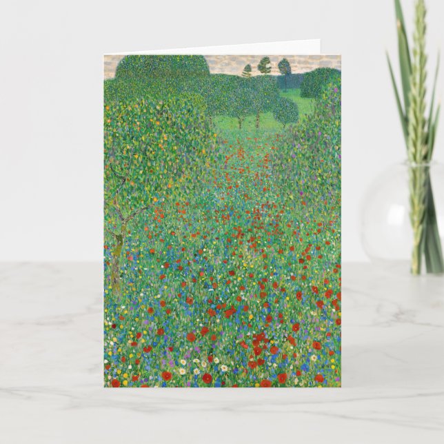 Tarjeta Gustav Klimt - Campo de amapola (Anverso)