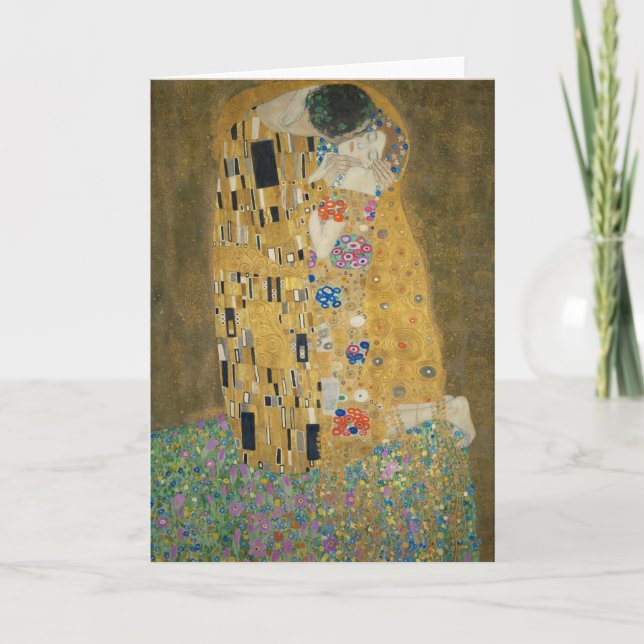 Tarjeta Gustav Klimt - El beso (Anverso)