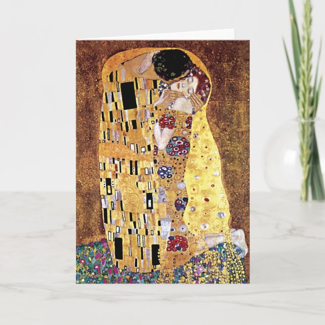 Tarjeta Gustav Klimt - El Beso - Arte Nouveau Antiguo (Anverso)
