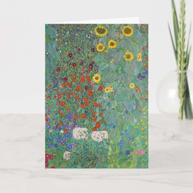 Tarjeta Gustav Klimt - Jardín de campo con girasoles (Anverso)
