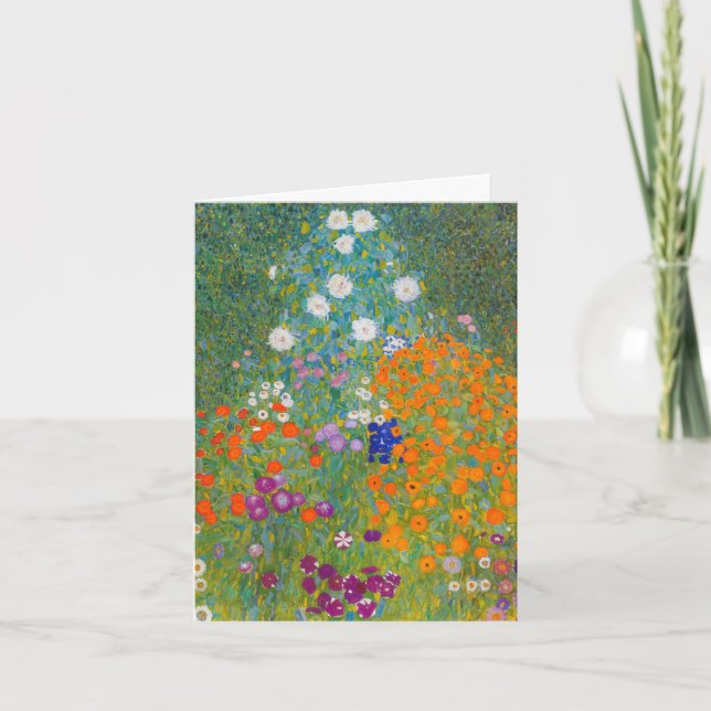 Tarjeta Gustav Klimt - Jardín de flores (Anverso)