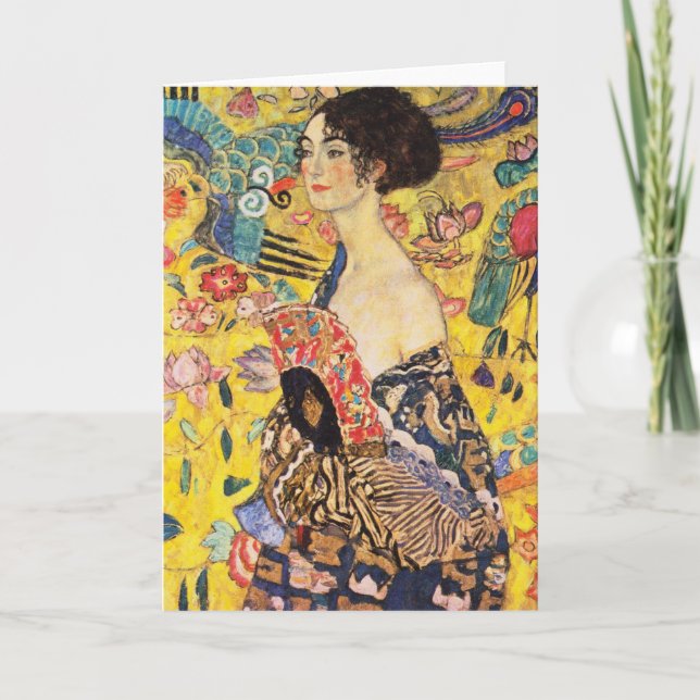 Tarjeta Gustav Klimt Lady Con Ventilador (Anverso)