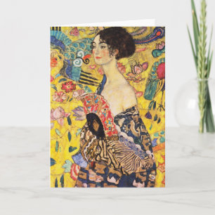 Tarjeta Gustav Klimt Lady Con Ventilador