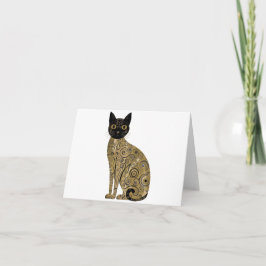 Tarjeta Gustav Klimt Style Black Cat Art