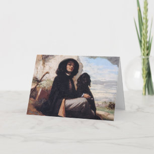 Tarjeta Gustave Courbet - Autorretrato con un perro negro