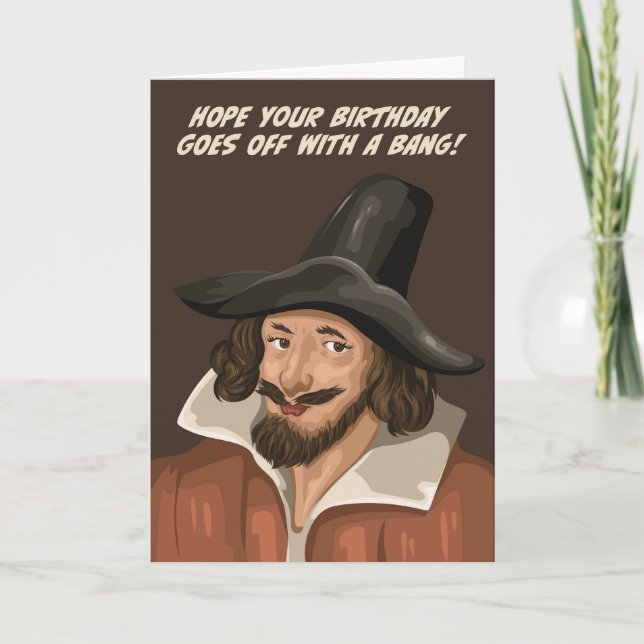 Tarjeta Guy Fawkes Se Va Con Un Juicio De Cumpleaños (Anverso)