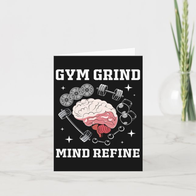 Tarjeta Gym Grind Mind Refinado Bodybuilding Funny Gym Rat (Anverso)