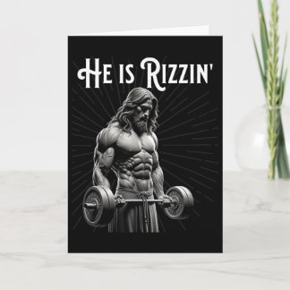 Tarjeta Gym Lifting Ripped Muscles He Is Rizzin Jesus Weig
