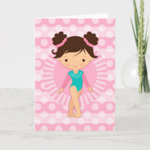 Tarjeta Gymnast - Cute Gymnastics Pink Turquoise