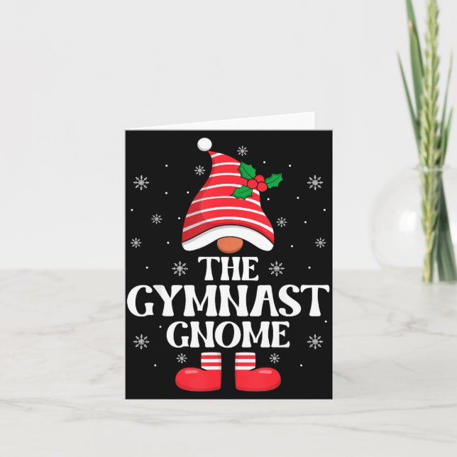 Tarjeta Gymnast Gnome Christmas Family Matching Group Funn (Anverso)