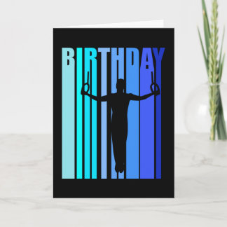Tarjeta Gymnastics Birthday Male Gymnast Retro Style Rings