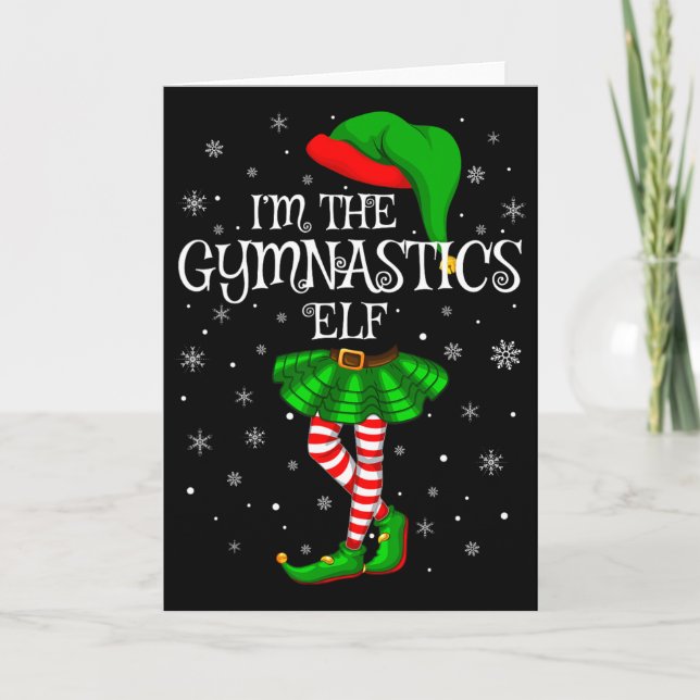 Tarjeta Gymnastics Elf Christmas Matching Family Women Gir (Anverso)