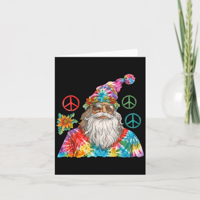 Tarjeta Gypsy Santa Claus Hipe Tie Dye Groovy Christmas  (Anverso)