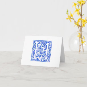 Tarjeta H inicial y sobre William Morris Blue