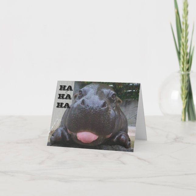 Tarjeta HA HA HA DICHO QUE HIPPO BEBÉ EN TU **60º cumpleañ (Anverso)