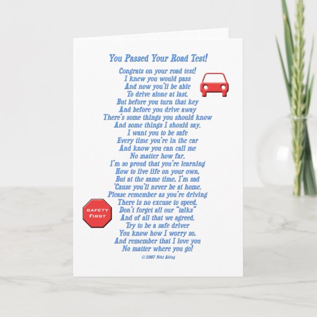 Tarjeta Ha pasado la prueba de carretera - Nuevo controlad (Anverso)