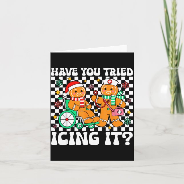 Tarjeta Ha Probado Icing It Gingerbread Enfermera Christma (Anverso)