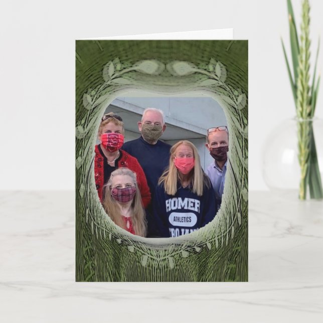 Tarjeta Ha sido un año loco Fotografía vacaciones verde (Anverso)