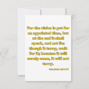 Tarjeta Habakkuk 2:3 KJV Biblia Verse Pic Greet Card
