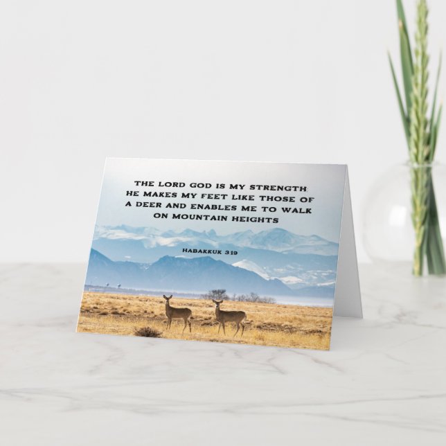Tarjeta Habakkuk 3:19 El Dios SEÑOR es mi FUERTE Biblia (Anverso)