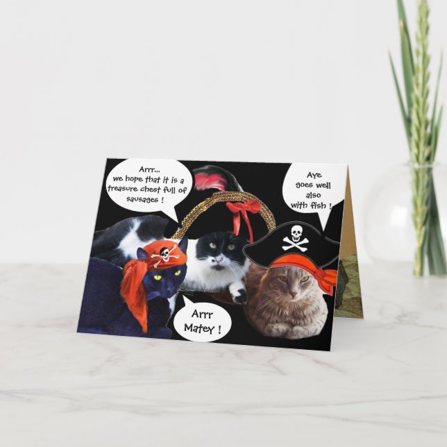 TARJETA HABLANDO DE GATOS PIRATAS, MAPAS DE TRATAMIENTO DE (Anverso)